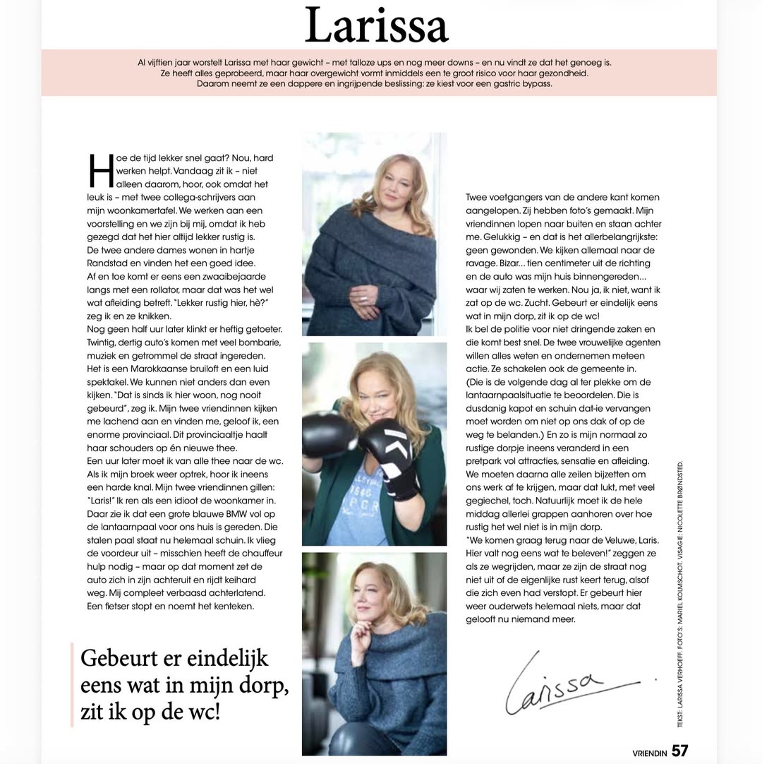 Column van Larissa in tijdschrift Vriendin